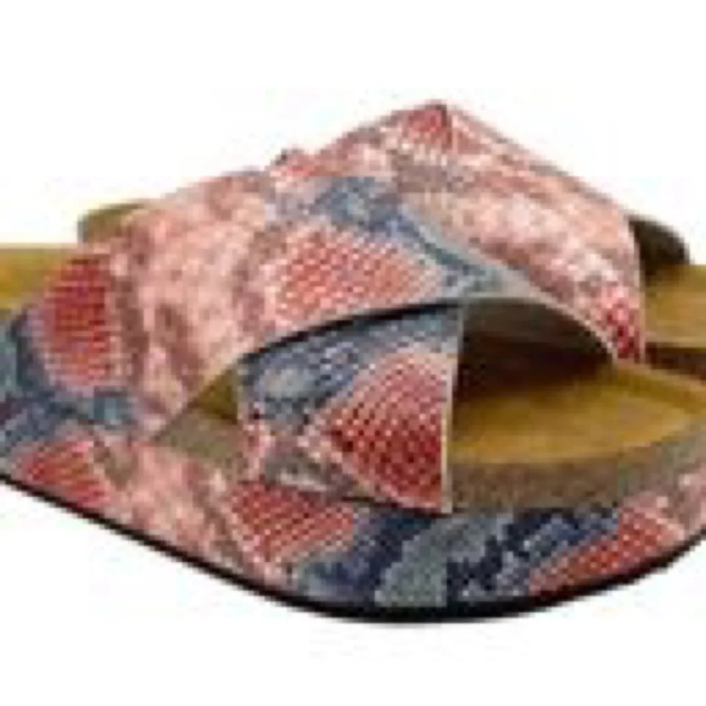 Free People Sidelines Flatform Sandals Candy Snake Blue Pink Women’s Size36